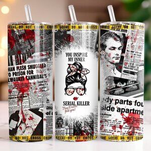 Serial Killer Mom Bun Hair Crime Show Stainless 20 oz Skinny Tumbler Travler Mug